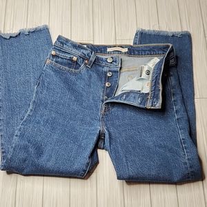 LEVI'S wedgie straight, high rise, big E raw hem jeans, button fly